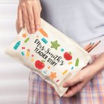 Personalized Makeup Bag Cotton Zip Pouch Pencil Pouch Emergency Kit with Name Teacher Gift Teacher Appreciation Gift End of School Gift