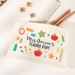 Personalized Makeup Bag Cotton Zip Pouch Pencil Pouch Emergency Kit with Name Teacher Gift Teacher Appreciation Gift End of School Gift
