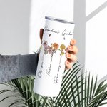 Personalizzato Fiore di nascita Skinny a doppia parete isolato 20 oz Tumbler con cannuccia e coperchio Regalo della nonna Regalo della madre Regalo di