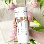 Personalizzato Fiore di nascita Skinny a doppia parete isolato 20 oz Tumbler con cannuccia e coperchio Regalo della nonna Regalo della madre Regalo di