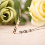 Gepersonaliseerde Kindernaam Baby Stats Ketting met Geboortesteen 3D Verticale Bar Ketting Eenvoudige Minimalistische Sieraden Nieuwe Moeder Dag Verja