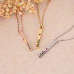 Gepersonaliseerde Kindernaam Baby Stats Ketting met Geboortesteen 3D Verticale Bar Ketting Eenvoudige Minimalistische Sieraden Nieuwe Moeder Dag Verja