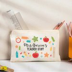 Personalized Makeup Bag Cotton Zip Pouch Pencil Pouch Emergency Kit with Name Teacher Gift Teacher Appreciation Gift End of School Gift