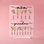 Personalizada Primera Mamá Ahora Abuela Nacimiento Flor Placa Acrílica Rectángulo con Soporte Decoración del Hogar Regalo del Día de la Madre para la 