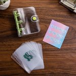 Personalized Mini Money Saving Challenge Binder with 15 Transparent Envelop Pages Cash ID Card Stuffing Gift for Family Friends