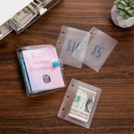 Personalized Mini Money Saving Challenge Binder with 15 Transparent Envelop Pages Cash ID Card Stuffing Gift for Family Friends