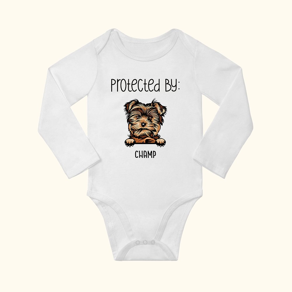 Chien et chat en coton à manches longues avec bordures côtelées Cadeau de naissance et de Noël pour bébé