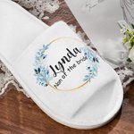 Personalizado de lujo zapatillas de boda blanco con corona de flores y el nombre Juego de 2 Día de la Boda Fiesta Nupcial Regalo para Novia Dama de honor