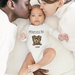 Personalized Dog and Cat Design Cotton Long Sleeve Baby Onesie with Ribbed Trims Soft Baby Shower Birthday Christmas Gift for Baby