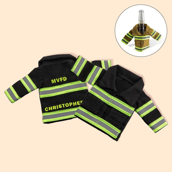 Personlig miniatyr brandman jacka flaskisolator vattenflaskskydd gåvor för brandman man far