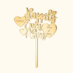 Personalized Acrylic Heart Shaped Wedding Cake Topper Happily Ever After with Name and Date Gift for Wedding or Birthday
