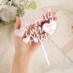 Personalized Acrylic Heart Shaped Wedding Cake Topper Happily Ever After with Name and Date Gift for Wedding or Birthday