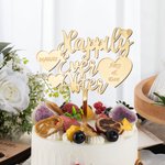 Personalized Acrylic Heart Shaped Wedding Cake Topper Happily Ever After with Name and Date Gift for Wedding or Birthday