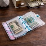 Personalized Mini Money Saving Challenge Binder with 15 Transparent Envelop Pages Cash ID Card Stuffing Gift for Family Friends