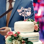 Personalized Acrylic Heart Shaped Wedding Cake Topper Happily Ever After with Name and Date Gift for Wedding or Birthday