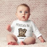 Personalized Dog and Cat Design Cotton Long Sleeve Baby Onesie with Ribbed Trims Soft Baby Shower Birthday Christmas Gift for Baby