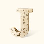 Personalisierte Initial Holz Nachtlicht Mond und Sterne Lampe mit eingraviertem Namen für Kinder Schlafzimmer Kinderzimmer Zimmerdekoration
