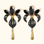 Personalizado Iris Flor Pendientes con Gota Inicial Negro Estilo de la boda cuelgan Iris Pendientes de circón para la dama de honor Mujeres Chica Joye