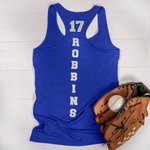 Débardeur pour Femme Personnalisé avec Numéro et Nom Motif Baseball Pailleté Cadeau pour Amatrice de Sport de Balle