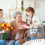 Acrylique en Forme de Cœur Plaque Personnalisée avec 1-16 Fleurs de Naissance et Noms Cadeau Anniversaire Fête Souvenir pour Grand-Mère Famille