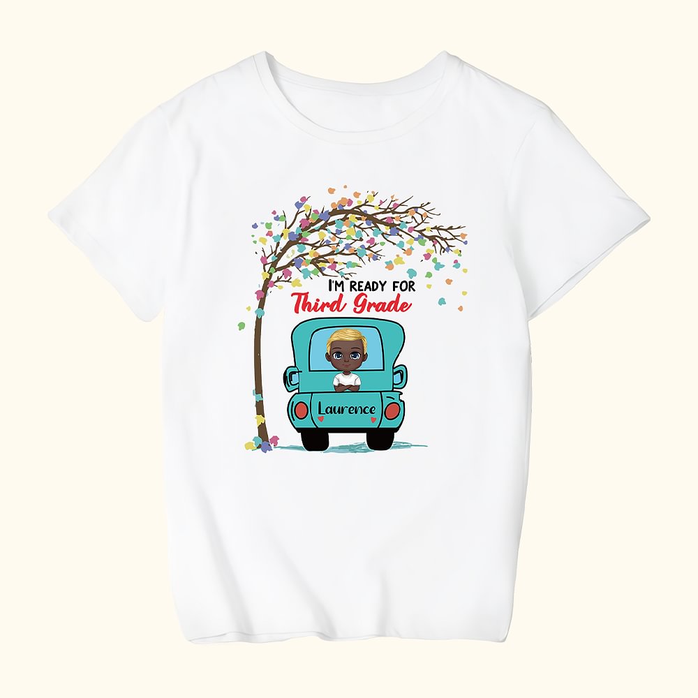 Personnalisé Je suis prêt pour l'école avec le nom de l'enfant Design de camion pour T-shirt Cadeau de rentrée d'école