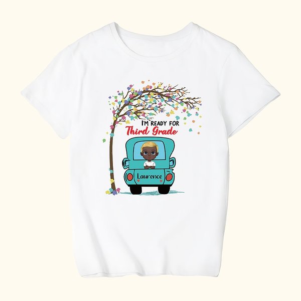 Personalized I Am Ready for School with Kid Name Truck Design for T-shirt Back to school First Day of School Gift