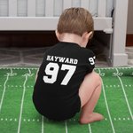Personalized Sports Football Design Jersey Onesie with Name Number and Team Logo 100% Cotton Gift for Baby