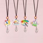 Personalized Acrylic School Subject Beaded Lanyard ID Badge Reel Clip Card Ornament Academic Pendant Gift for Teacher Back to School Accessory