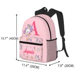 Personalized Cute Bear Peter Rabbit Fantasy Unicorn Child School Backpack with Name Initial Waterproof Large Capacity Back to School Gift for Children