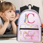 Personalized Cute Bear Peter Rabbit Fantasy Unicorn Child School Backpack with Name Initial Waterproof Large Capacity Back to School Gift for Children