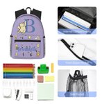 Personalized Cute Bear Peter Rabbit Fantasy Unicorn Child School Backpack with Name Initial Waterproof Large Capacity Back to School Gift for Children