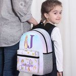 Personalized Cute Bear Peter Rabbit Fantasy Unicorn Child School Backpack with Name Initial Waterproof Large Capacity Back to School Gift for Children