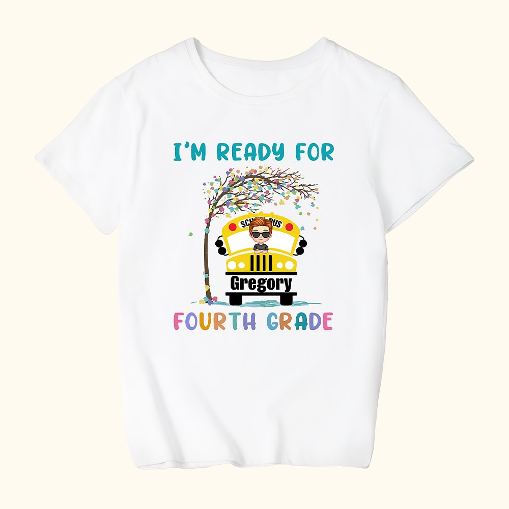 T-shirt personnalisé "Je suis prêt pour l'autobus scolaire" Cadeau de rentrée pour garçon fille