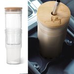 Personalisierte Satz von 2 Lebensmittelqualität Glas Tumbler Tasse Marson Jar Trinkgläser mit Bambus Deckel und Edelstahl Strohhalm Geschenk für Freun