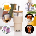 Personalisierte Satz von 2 Lebensmittelqualität Glas Tumbler Tasse Marson Jar Trinkgläser mit Bambus Deckel und Edelstahl Strohhalm Geschenk für Freun