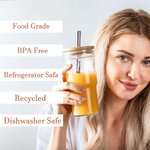 Personalisierte Satz von 2 Lebensmittelqualität Glas Tumbler Tasse Marson Jar Trinkgläser mit Bambus Deckel und Edelstahl Strohhalm Geschenk für Freun