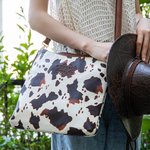 Personalized Embroidery Monogrammed Cow Print Leather Crossbody Bag for Woman Cow Lover Animal Lover