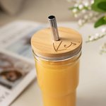 Personalisierte Satz von 2 Lebensmittelqualität Glas Tumbler Tasse Marson Jar Trinkgläser mit Bambus Deckel und Edelstahl Strohhalm Geschenk für Freun