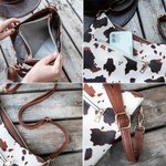 Personalized Embroidery Monogrammed Cow Print Leather Crossbody Bag for Woman Cow Lover Animal Lover
