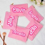 Trousse de toilette rose personnalisée avec nom pour douche nuptiale Fête des mères Cadeau d'anniversaire pour demoiselle d'honneur Mère Sœur