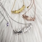 Collier Prénom Horizontal Personnalisé sur Branche d'Olivier Ornée de Pierre de Naissance Cadeau Mariage Anniversaire Saint-Valentin pour Femme