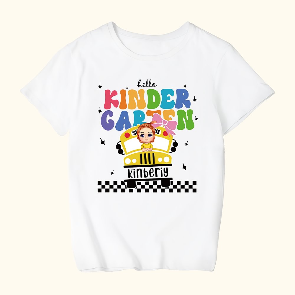 T-shirt en coton personnalisé bus scolaire pour enfant Cadeau de rentrée scolaire Cadeau de premier jour d'école pour garçon ou fille