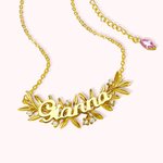 Collier Prénom Horizontal Personnalisé sur Branche d'Olivier Ornée de Pierre de Naissance Cadeau Mariage Anniversaire Saint-Valentin pour Femme