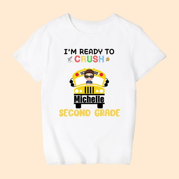 Personalisierte zurück zu Schule Baumwolle niedlich Kind Bus T-Shirt ersten Tag in der Schule Geschenk lustiges Geschenk für Kind Mädchen Junge