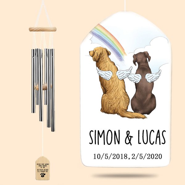 Carillon à vent personnalisé pour animaux de compagnie Décor gravé double face Cadeau commémoratif pour chien Cadeau de sympathie Cadeau pour la perte d'un chien