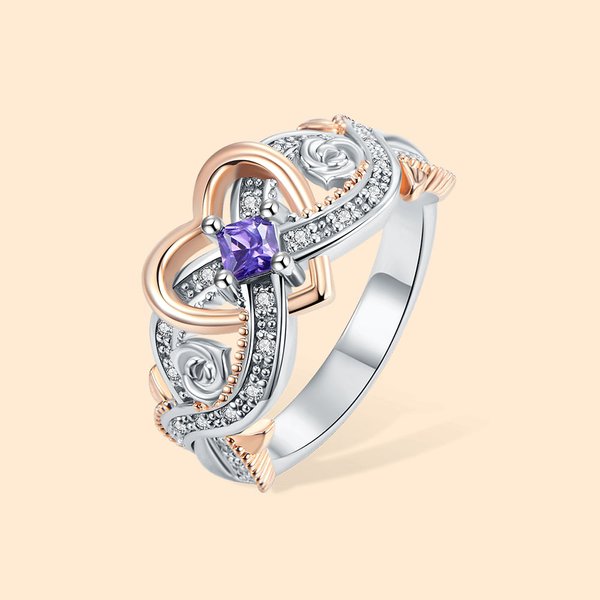 Infinity Rose Gold Heart Birthstone Ring