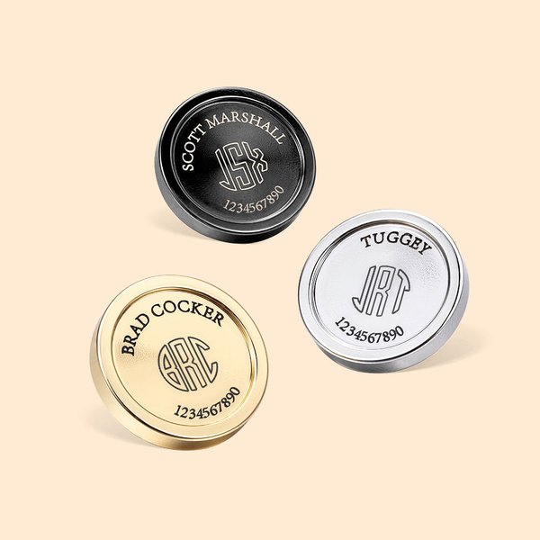 Henkilökohtainen sarja 3 ruostumattomasta teräksestä ID Tag Golf Club lisävaruste kaiverrettu monogrammi lahja golf ystäville