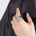 Personalized Old English Gothic Vintage Initial Signet Sterling Silver Ring Gift for Woman Man