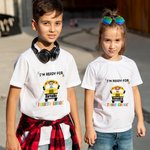 Personalized I'm Ready For Back To School Cotton T-shirt First Day At School Gift for Girl Boy Kid
