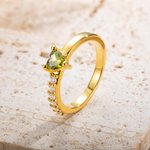 Gepersonaliseerde Hart Geboortesteen Ring met Naam Ring voor Vrouwen Huwelijk Verjaardag Moederdag Gift Family Keepsake